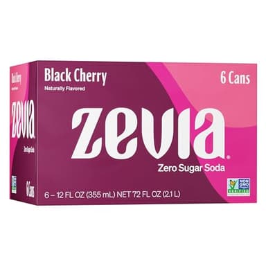 Zevia All Natural Soda, Black Cherry Zero, 12 Fl Oz (Pack of 6)