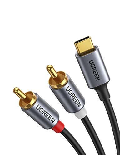 UGREEN USB C to RCA Audio Cable Type C to 2RCA Male Jack Plug Adapter Car Auxiliary Stereo Speaker Amp Cord Compatible with iPhone 17 16 Pro Max/16 Pro/16 Plus, iPad Pro, Galaxy S26, Pixel 10 Pro, 5FT