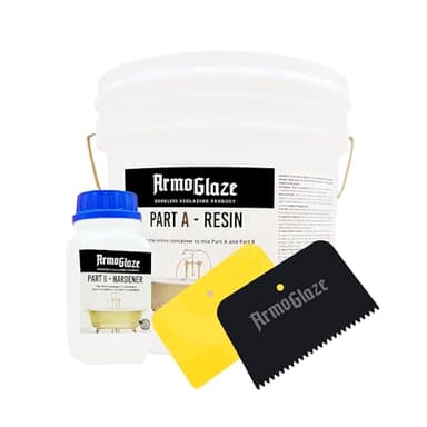 armoglaze Odorless Bathtub Refinishing Kit – Durable, Self-Leveling Epoxy for DIY Reglazing – Works on Porcelain, Fiberglass, Enamel, Acrylic, Cast Iron – 2.7kg – Made in the USA