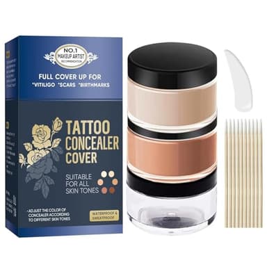 Tattoo Cover Up Makeup Waterproof, 2 Colors Tattoo Concealer, Waterproof and Sweatproof, Suitable for Scars, Spots, Long Lasting(Blue, 1.5 Fl Oz)