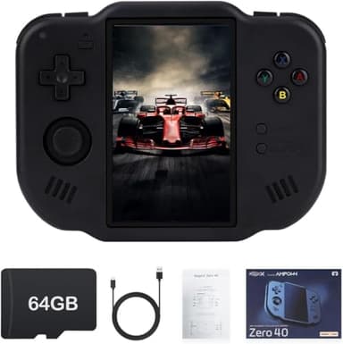 MagicX Zero 40 Retro Handheld Game Console 4.0 Inch IPS Screen Linux System Sunken Dual Joystick Built-in 64G TF Card Handheld Emulator Support 4.2G WiFi Bluetooth TV Output(Black)