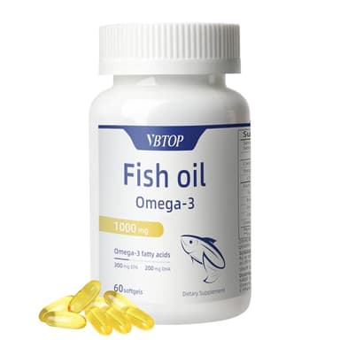 VBTOP Fish Oil Omega 3 Concentrate Supplement -1000 mg - Rich in EPA, DHA and Coenzyme Q10 - Supports Heart,Brain and Joint Health, Healthy Immunity and Promotes Overall Health - Non-GMO | 60 softgels