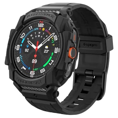 Spigen Rugged Armor Pro Designed for Samsung Galaxy Watch Ultra 47mm Case with Band Protective TPU Cover with Strap (2025/2024) - Matte Black