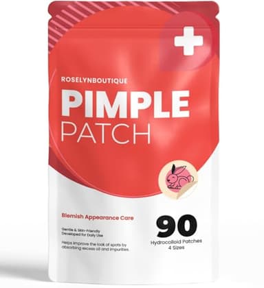 ROSELYNBOUTIQUE Pimple Patches for Face - Hydrocolloid Acne Patches with Tea Tree Oil, Zits Blemishes Pore Strips - Vegan Facial Skin Care Products Cruelty-Free (90 Counts)