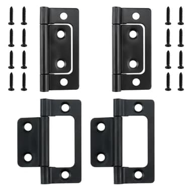 SDTC Tech 4-Pack Non-Mortise Door Hinges Bifold Butt Cabinet Hinges with Screws for Furniture Windows Cupboard etc. - 2 x 0.9 Inch, Black