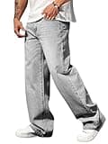 Verdusa Men's High Waist Loose Jeans Baggy Straight Leg Denim Pants Trousers Light Grey Large