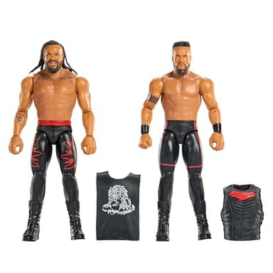 Mattel WWE Main Event Showdown Action Figures 2-Pack with Accessory, Series #24 Tama Tonga & Jacob Fatu Collectible Set, 6-inch