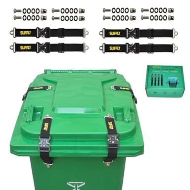 Bear Proof Trash Can Locks,Universal Animal-Proof Garbage Can Lid Straps Against Raccoons and Wildlife,Adjustable Heavy Duty Security Strap for 28-96 Gallon Outdoor Bins (4 PCS)
