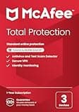 McAfee Total Protection 3-Device 2025 |Security Software Includes Antivirus, Secure VPN, Password Manager, Identity Monitoring | Key Card