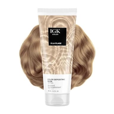 IGK Hair Gloss Toner & Color Depositing Mask | Light Sand Semi-Permanent | Vegan + Cruelty Free | A La Plage