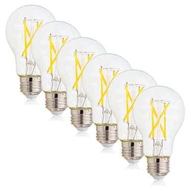 Maxxima Clear A19 LED Filament Light Bulb - 800 Lumens, Dimmable Edison Style, 60 Watt Equivalent, 7 Watt LED, 2700K Soft White, Vintage Style Bulb, Ideal for Home, Restaurant, Bar - 6 Pack