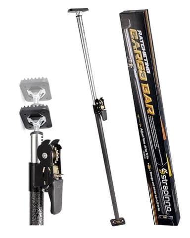 Strapinno - Ratcheting Cargo Bar 44"-74", Non-Slip Truck Bed Divider, Easy Setup, Strong 1.25" Tube, Adjustable Stabilizer for Pickup Trucks