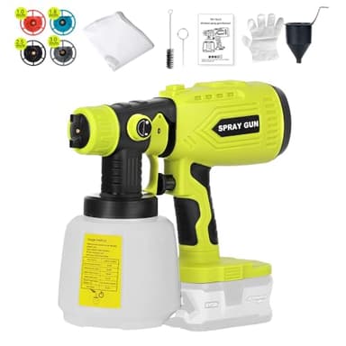 Cordless Paint Sprayer for Ryobi 18v Battery，HVLP Spray Paint Gun with Brushless Motor and Copper Nozzle, 200W Cordless Paint Sprayer for Home, Car, Furniture & Wall Painting (Battery Not Included)
