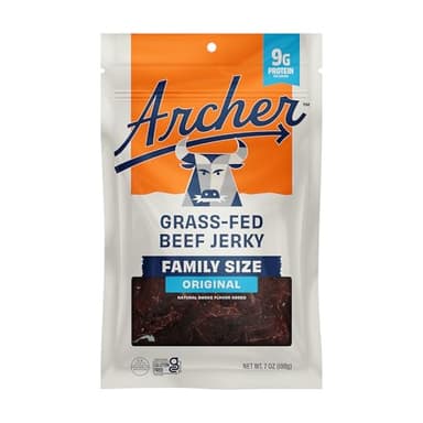 Archer Jerky Grass Fed Beef Jerky - Beef Snack Bags Bulk, Individual Packs, Protein Snack, Gluten Free, No Nitrates, Natural Ingredients - Original Flavor, 7 oz (Pack of 1)