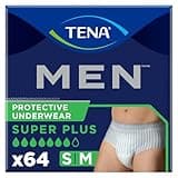 TENA Incontinence Underwear for Men, Super Plus Absorbency, Small/Medium - 64 Count