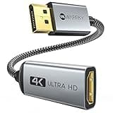 Warrky 4K DisplayPort to HDMI Adapter, Uni-Directional [Metal Case, Gold-Plated Pins] Display Port Source to HDMI Monitor Converter 1080P@120Hz Compatible for HP, AMD, NVIDIA. Male to Female