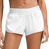 Husnainna Athletic Running Shorts for Women 2.5'' with Zipper Pockets and Mesh Liner Yoga Gym Workout H027-White-A4XS