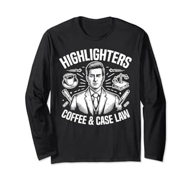 Highlighters Coffee and Case Law Law Student Long Sleeve T-Shirt