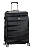 Rockland Melbourne Hardside Expandable Luggage with Spinner Wheels, Black, Checked Large 28"