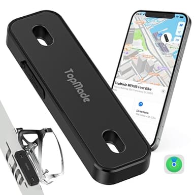 TopMade Bike Tracker, Works with Apple Find My (iOS Only), Global GPS Location on iPhone, iPad, Mac & Apple Watch, Bike Finder, Mount for Bottle Holder, Waterproof, Dustproof, Rechargeable, Black