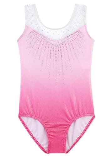 DAXIANG Gymnastics Leotard for Girls Sparkly Tumbling Dance Leotards Big Girl's Athletic Outfit Light Pink 5-6 Years