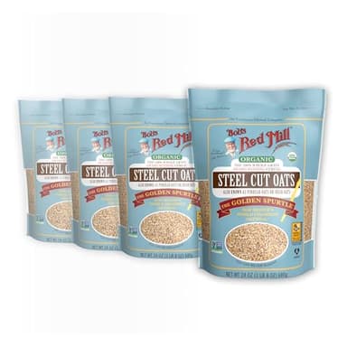Bob's Red Mill Organic Steel Cut Oats - 24 Ounce (Pack of 4), Non GMO, Whole Grain, Vegan, Kosher, World Champion Oatmeal