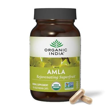ORGANIC INDIA Amalaki Herbal Vitamin Supplement - Immune Support, Vitamin C, Vegan, Gluten-Free, Kosher, Ayurvedic, Antioxidant, USDA Certified Organic, Non-GMO - 90 Capsules
