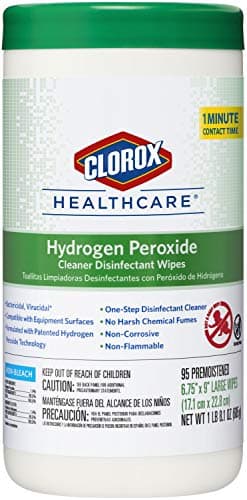 Clorox Healthcare Hydrogen Peroxide Cleaner Disinfectant Wipes, 6.75" x 9", 95 Count (Package May Vary)