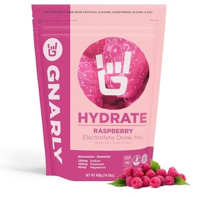Gnarly Nutrition Hydrate Electrolyte Powder – Raspberry Exercise Hydration Drink Mix – NSF Contents Certified – Electrolyte Solution, Performance & Recovery – Raspberry, 14.10 oz