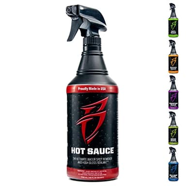 Boat Bling Hot Sauce Premium Hard Water Spot Remover w/High-Gloss Wax Sealants, 32 oz., black