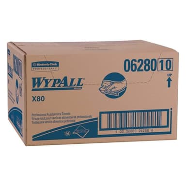 Kimberly-Clark 06280 White WYPALL X80 Foodservice Towels, WH/PRT, 12" W x 23.4" L (Pack of 150)