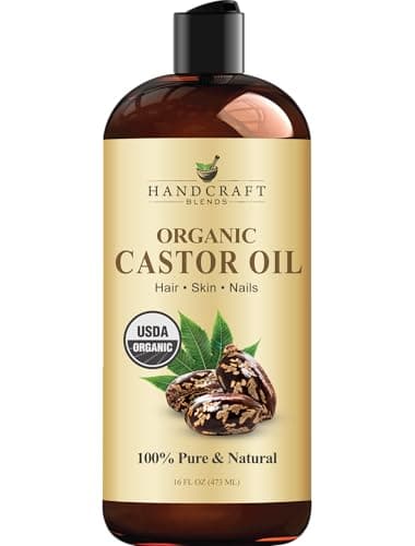 Handcraft Blends Organic Castor Oil 16 Fl Oz | 100% Pure and Natural | Premium Grade Carrier Oil | Hair, Eyelashes and Eyebrows | Hair and Body | Expeller-Pressed | Hexane-Free