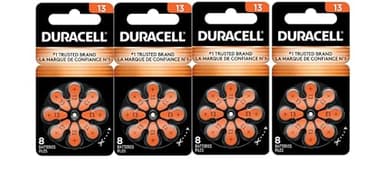 Duracell Hearing Aid Batteries Orange Size 13, 32 Count Pack, 13A Size Hearing Aid Battery with Long-Lasting Power, Extra-Long EasyTab Install for Hearing Aid Devices