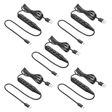 SinLoon USB Male with On/Off Switch to USB C Male Cable, USB2.0 to Type C 6-Speed Dimming Switch Power Cable, for LED Strips Little Table Lamp and Other 5V Devices 5Pcs 1.5M/4.9FT (Type C)