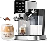TENKER Espresso Machine 20 Bar, Cappuccino Machine with Automatic Milk Frother, Latte Machine in Stainless Steel Design, 1350W Touchscreen Coffee Maker for Home and Office (Silver)