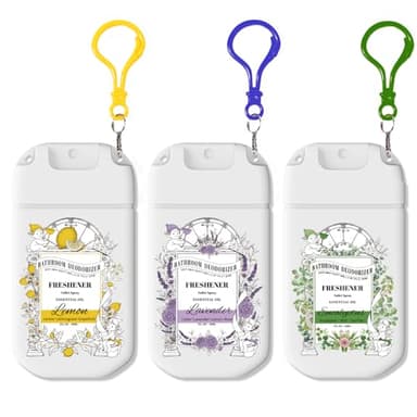 Travel Size Toilet Spray, Air Freshener Spray for Bathroom Deodorizer, Travel Essentials Variety with Removable Hook - Lemon Lavender Eucalyptus Scent