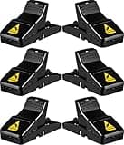 Feeke Rat Trap, Large Mouse Traps, Mouse Traps Indoor for Home, Instant Kill Traps for Mouse Rat Chipmunk, Quick Set Up and Reusable - 6 Pack, Black