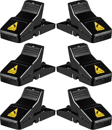 Feeke Rat Trap, Large Mouse Traps, Mouse Traps Indoor for Home, Instant Kill Traps for Mouse Rat Chipmunk, Quick Set Up and Reusable - 6 Pack, Black