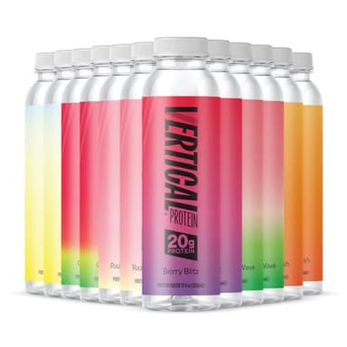 Vertical Protein Ready to Drink Variety Pack of 12, with 20g of Whey Isolate, Clear Post Workout Recovery Drinks, No Artificial Sweeteners, Low Calorie, Protein Water Drinks