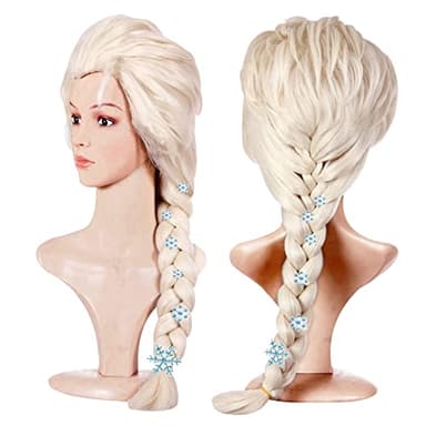 ANOGOL Hair Cap +(6 Hairpins) Blonde Cosplay Princess Wig for Women Long Princess Braided Wig Braid Costume Synthetic Hair for Halloween Party
