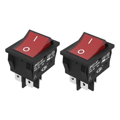 JD 2pcs 30A KCD4 Power Switch 125V/250V AC DPST Rocker Switch ON/Off Switch 4Pins Red Light Illuminated Toggle Switch with UL Certificate