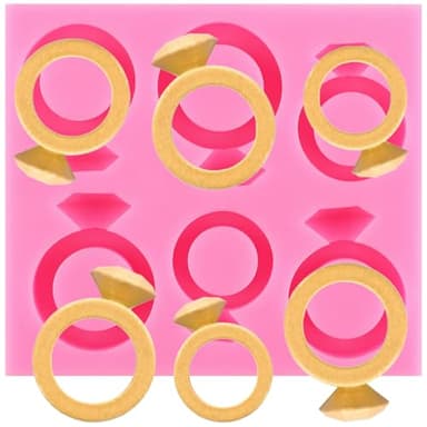 XMOLDNMS Diamond Ring Silicone Molds Wedding Engagement Ring Fondant Mold For Wedding Cake Decoration Cupcake Topper Candy Paste Gum Chocolate Polymer Clay
