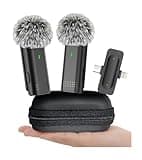 EZColoris 2 Pack Wireless Microphone for iPhone Android USB C Lav Mic for iPhone 15 Phone Microphone Video Recording Noise Cancelling Lapel Lavalier Microphones for YouTube Live Stream Podcast