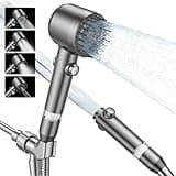 JOMST Filtered Shower Head with Handheld,High Pressure Shower Head 4 Spray Modes,ShowerHead with ON/OFF Switch for Pets,Built-in Power Wash to Clean Tub,Shower Heads Combo with Stainless Steel Hose