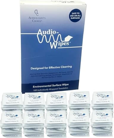 Audio-Wipes 100 Count – Individually Wrapped Alcohol-Free Cleaning Wipes for Hearing Aids, Listening Devices, and Tech | Fast-Drying, Gentle, Non-Abrasive Electronic Cleaning Wipes