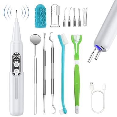 TOFFCAEA Dog Plaque Remover - Ultrasonic Tooth Cleaner for Dogs,6 Cleaning Modes,TypeC Rechargeable,Waterproof,Professional Dental Care for Dogs