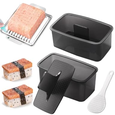 Musubi Press Mold Kit, 2 Pack Clear Musubi Maker with Stainless Steel 304 Luncheon Meat Slicer for SPAM