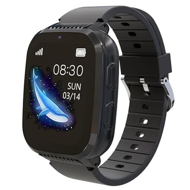 Veunti 4G Kids Smart Watch Boys with GPS Tracker & Video Calling Texting GPS Watch for Kids Age 5-12, 12/24 Hr SOS Call Voice Chat Alarm Clock Camera Pedometer Class Mode Boys Gifts(Black)