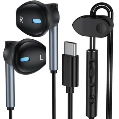 Samsung Earbuds Wired USB C for Galaxy S25 S24 Ultra/S24 FE/S23/S22/S21/S20,Type C Wired Headphones with Microphone Earphones for iPhone 16/16 Pro/16 Pro Max/16 Plus/15,iPad Pro,Pixel 9 8 7,One Plus9