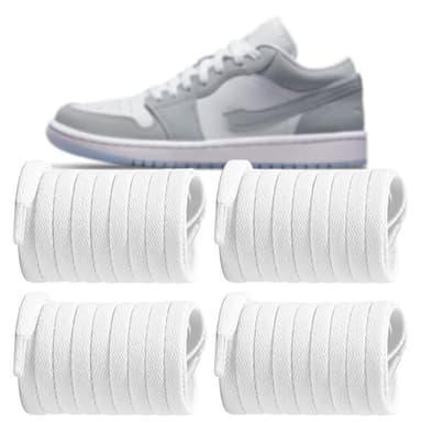 UamGlsob 2 Pairs Shoe Laces for Air Jordan 1/2/3/4/5/6/7/8 Sneakers, 5/16''(8mm) Flat Athletic Shoelaces Replacement Strings (White, 54"/140cm)